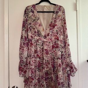 Floral V-Neck Dress Free People Long Sleeves